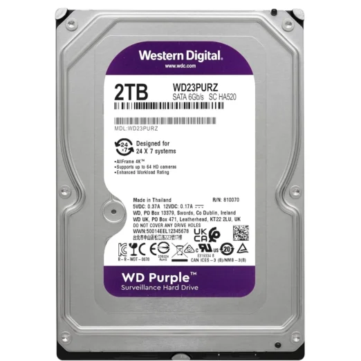 WD Surveillance Hard Disk 2TB PURPLE SATA 3.5 Inch